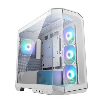 CASE GAMER MSI MAG PANO M100R PZ - MICROATX TOWER - WINDOWED SIDE PANEL (TEMPERED GLASS) - NO POWER SUPPLY (ATX) - WHITE - USB/AUDIO - MB - MSI