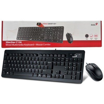 TECLADO GENIUS + MOUSE SLIMSTAR C126 USB NEGRO