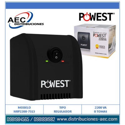 Regulador De Voltaje Powest Propc 2200Va 8Tomas