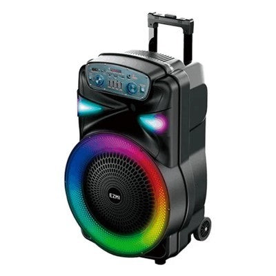 Parlante Amplificado Ezmi 15" Fm - Usb - Tf Card - Bluetooth - Recargable - Luces Led Rgb- Microfono (Incluye Mini Pedes
