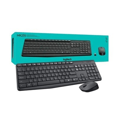 Teclado + Mouse Logitech Mk235 Wireless Usb Resistente A Salpicaduras