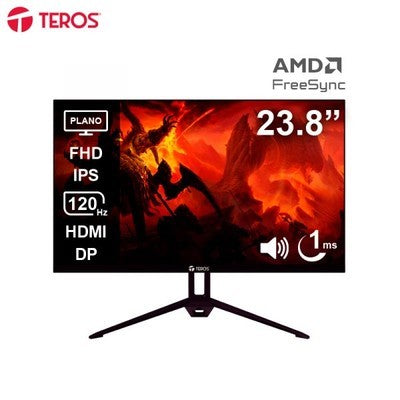 Monitor Teros Te-2415S 24” Plano Ips Gaming 1920X1080 Fhd 120Hz - 1Ms Dp - Hdmi - Displayport