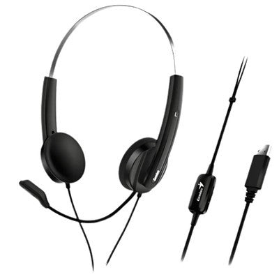 Headphone Genius Hs-220U Con Microfono Black Tipo C