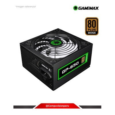 FUENTE DE PODER GAMEMAX 650W GP-650 BK 80+ BRONZE FAN 14CM 100-120V GARANTIA 12 MESES