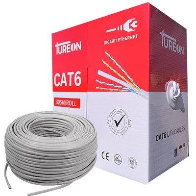 Cable Utp Tureon Cat6 Interior 305 Metros Cca 60/40 T-624-Iw 10/100/1000 Blanco
