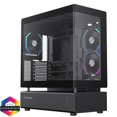 Case Gamemax N80 Bk Atx Usb-C/3.0 Fan Argb (Post 1*12Cm, Chasis 2*12Cm, Infe. 3*12Cm) Diseño Modular, Vidrio Templ. Lat.