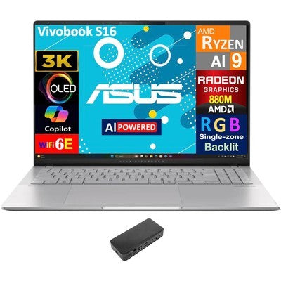 Laptop Asus Vivobook S16 Oled Ryzen 7-Ai 350 2.0Ghz Ram 24Gb Ssd1Tb 16" 3K Oled Freedos Español Incluye Mochila Y Mouse 