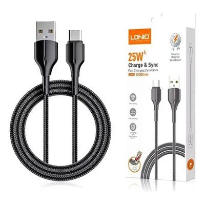 CABLE LDNIO LS852 2M 25W USB-TC - CORDÓN BLACK