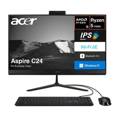 Aio Acer Aspire C24-2 Ryzen 5-7430U 8Gb Ram 512Gb Alm Pan 24 Black Win 11(Usa)