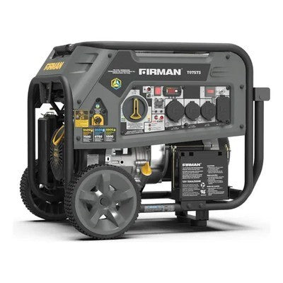 GENERADOR ELECTRICO A GASOLINA AMERICANO FIRMAN 9400W (9.4KW) (GASOLINA, GAS DOMÉSTICO Ó PROPANO) (8 GALONES - 30 LITROS) (TRI FUEL) (HASTA 12 HORAS) (ALERTA INTELIGENTE DE CO2) (INCLUYE ACEITE 30W10) (INCLUYE COBERTOR IMPERMEABLE) 120 - 240V - T07573 - (