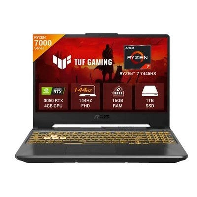 Asus Tuf A15 15.6" Fhd R7-7445Hs 16Gb Ddr5 (Hasta 64Gb) 512Gb Pcie Tecl. Sp + Num Rtx 3050 4Gb Fa506Ncg-Hn194 Freedos Black Incl Moch + Mouse Garantia 12 Meses
