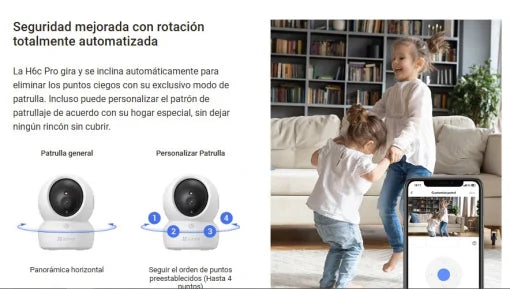 CAMARA DE SEGURIDAD INTELIGENTE EZVIZ H6c Pro 3K Visión Nocturna a Color Smart