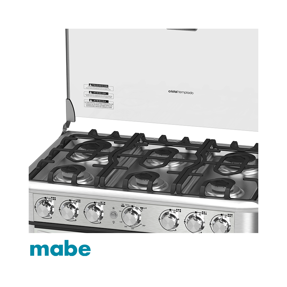 Cocina a Gas Mabe 6 Quemadores con Grill Acero Inox