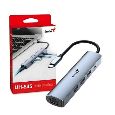 HUB GENIUS UH-545 USB C A 3*USB.A / 1*USB-C PD / 1*RJ45 GIGABIT / 5GBPS GARANTIA 12 MESES
