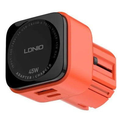 Cargador Ldnio Q2420 Gan 45W + Cab Tc-Iph Naranja