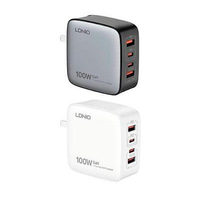 Cargador Ldnio Q408 Gan 100W 4P 1Usb+3Pd + Cab Tc-Tc