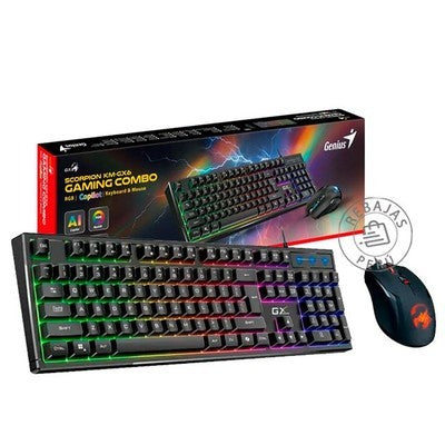 Kit Genius Tecl. Y Mouse Scorpion Km-Gx6 Sp Bk Sensacion Tactil/Mecanica Iluminacion Rgb Copilot Ai / Dpi 3600 Garantia 