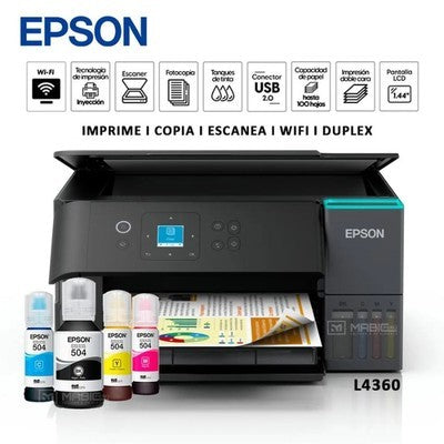 IMPRESORA EPSON L4360 MULTIFUNCION SISTEMA DE TINTA CONTINUO ORIGINAL ECOTANK / IMPRESORA-COPIADORA-SCANER *WIFI - DUPLEX IMPRESION DOBLE CARA*  - C11CL41301