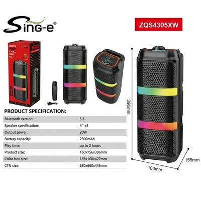 Parlante Zqs4305 4Pulg X3 20W + Mic