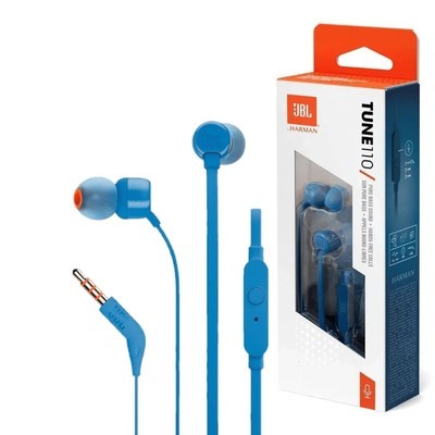 Audifonos Jbl Tune 110 T110 Inear By Harman Manos Libres 3.5Mm *Blue - Azul*