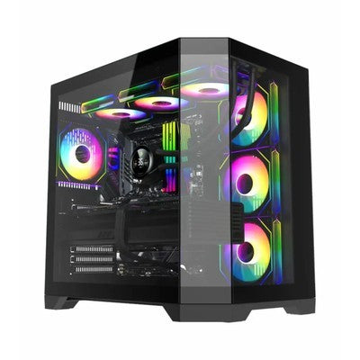 Case Gamemax Hype-A Bk Atx Usb 3.0/2.0 Fan Argb (Post. 1*12Cm, Lat. 3*12Cm) Panoramico Lat Y Front Vidrio Temp. Controla