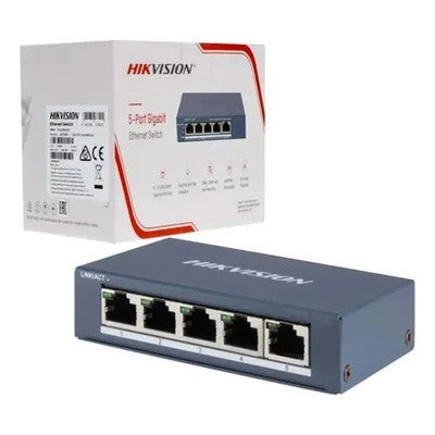 Switch Hikvision 5 Puertos Gigabit 10Gbps Ds-3E0505-O Metalico Garantia 12 Meses