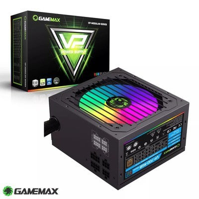 FUENTE DE PODER GAMEMAX 700WATTS VP-700-RGB-S BK EFICIENCIA 80+ BRONZE FAN 12CM RGB INTERRUPTOR ECO ON/OFF 100-240V GARANTIA 12 MESES
