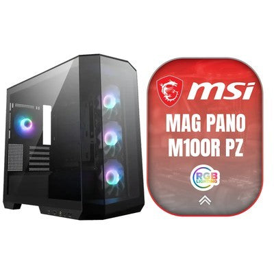 Case Gamer Msi Mag Pano M100R Pz - Microatx Tower - Windowed Side Panel (Tempered Glass) - No Power Supply (Atx) - Black