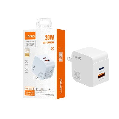 CARGADOR LDNIO Q1 20W 2P PD + USB + CAB USB-IPH WHITE