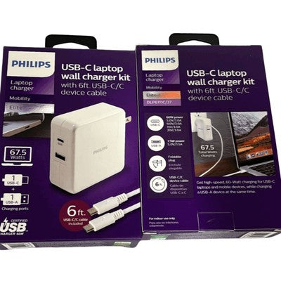 Cargador Para Portatil / Celular + Cable Kit Philips (67.5W) Tipo C (Incluye Cable De 6Ft - 1.8 Metros )