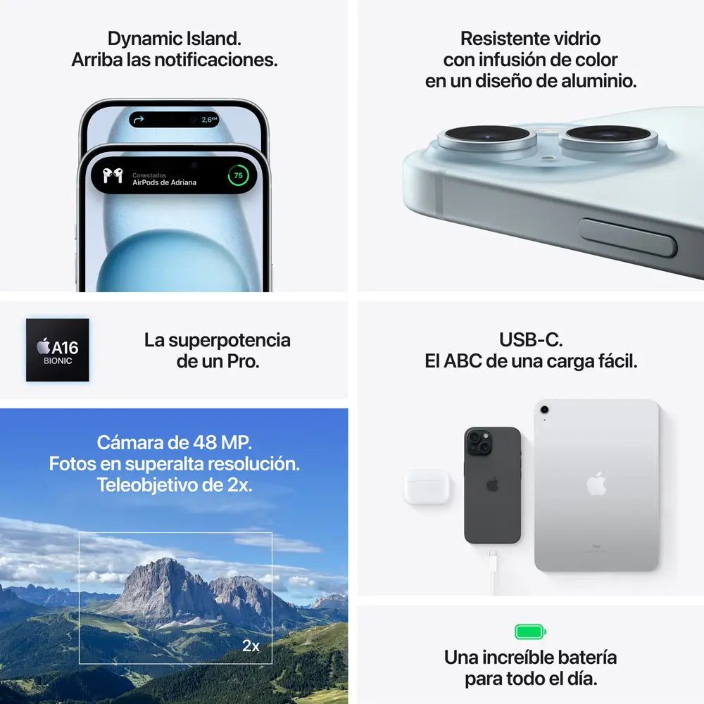 Teléfono iPhone 15 – 128GB – Azul